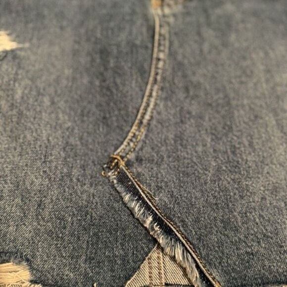 FREE PEOPLE WE THE FREE Hallie Blue Denim Distressed Mini Skirt Size 27 NWOT - Picture 8 of 11